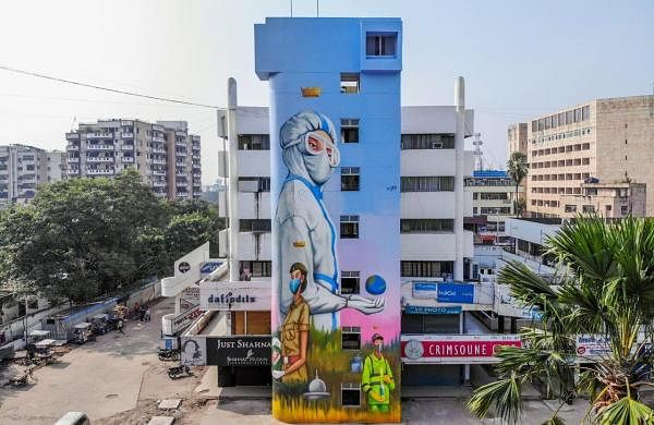 street art in India during covid 19, graffiti art in India, murals of India, modern art in India, street art in India, pandemic art in India.
