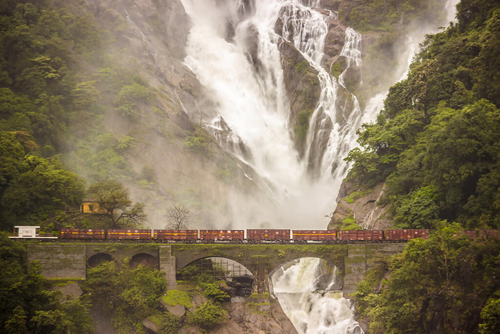 Dudhsagar Falls; : one of the five Must-Visit Waterfalls in India  