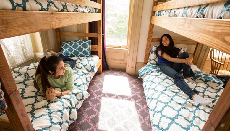 Shared bed bunkers in Local hostels.